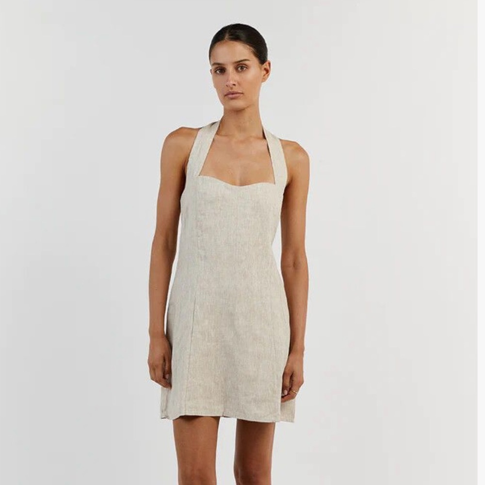 Dissh Linen Willow Mini Dress in Natural size 4